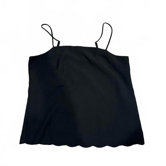 J.Crew Black Scallop Hem Sleeveless Straight Neck Lined Camisole Tank Top Size 6 - Picture 3 of 9